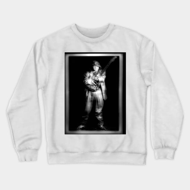 SRV - Portrait - Black and White Crewneck Sweatshirt by davidbstudios